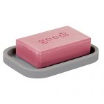 iDesign Lineo Silicone Soap Saver Dish, Bar Holder Tray for Bathroom Counter, Shower, Kitchen Sponges, Scrubbers, 5" x 3.5" x 5", Gray