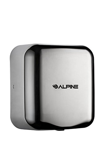 Alpine Hemlock Stainless Steel Commercial Hand Dryer - Heavy Duty High Speed Automatic Hand Dryer - for Public Restrooms in Offices, Malls, Hospitals - 1800 Watts, 220-240 Volts - Chrome
