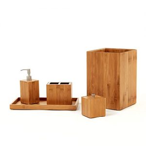 Seville Classics 5-Piece Bamboo Bath and Vanity Luxury Bathroom Essentials Accessory Set