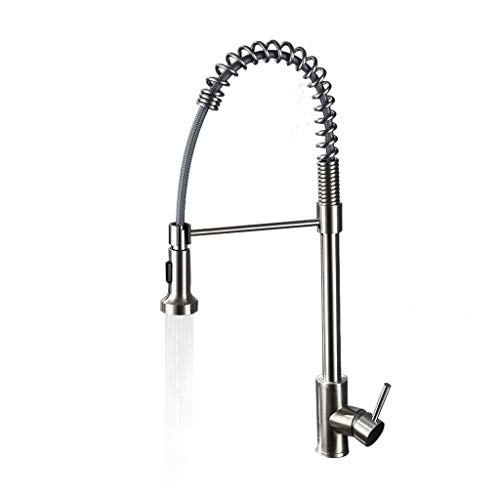 Commercial Style Heavy Duty, Solid Coiled Spring Kitchen Sink Faucets Business Model Heavy Obligation Strong Coiled Spring Kitchen Sink Taps, Stainless Metal Pull Out Sprayer Bar Sink Faucet, Brushed Nickel - 24.8in.
