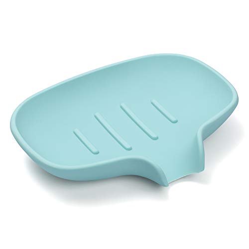 BiYiNi Silicone Soap Dish with Drain, Soap Dish with Draining Tray, Silicone Soap Case Holder Saver for Shower, Bathroom, Kitchen, Bath Tub, Sink Deck, Sponges, Easy to Clean, Dry, Stop Mushy Soap