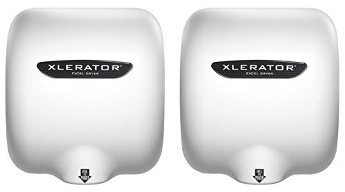 Excel Dryer XLERATOR XL-BW 1.1N High Speed Commercial Hand Dryer, White Thermoset Cover, Automatic Sensor, Surface Mounted, Noise Reduction Nozzle, LEED Credits 12.2 Amps 110/120V (2 Pack)
