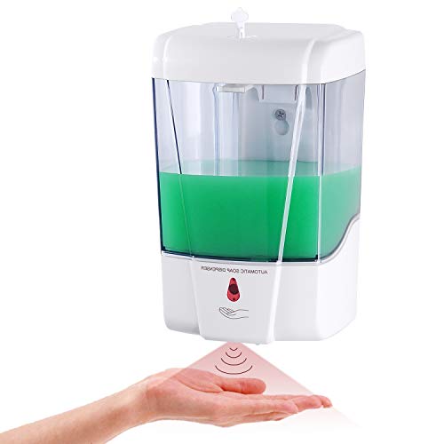 PLUSSEN Automatic Soap Dispenser Wall Mount, Hand Sanitizer Dispenser 600ml Gel/Liquid Touchless Hand Soap Dispenser for Home Hospital School Office