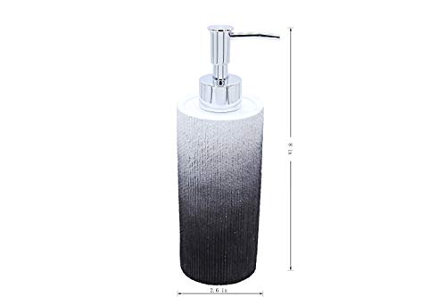 Marina Decoration Luxury Modern 4 Piece Bath Accessories Set Marina Ornament Luxurious Trendy 4 Piece Tub Equipment Set Ensemble Included Lavatory Liquid Cleaning soap Lotion Dispenser Pump Toothbrush Holder Tumbler and Cleaning soap Dish, Unicorn Ribbed Model Charcoal Black W.