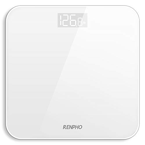 RENPHO Digital Bathroom Scale, Highly Accurate Body Weight Scale with Lighted LED Display, Round Corner Design, 400 lb, White