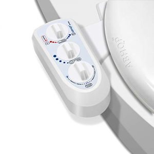 ABHQP Self Cleaning Hot and Cold Water Bidet - Dual Nozzle (Male & Female) - Non-Electric Mechanical Bidet Toilet Attachment - With Temperature 24 Mo warranty 30 Day Guarantee (BHCW01)
