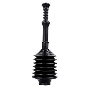JS Jackson Supplies Professional Bellows Accordion Toilet Plunger, High Pressure Thrust Plunge Removes Heavy Duty Clogs from Clogged Bathroom Toilets, All Purpose Power Plungers for Bathrooms, Black