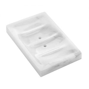 Soap Dish Draining, Luxspire Soap Dish, Resin Soap Bar Holder Container for Shower, Bathroom, Sink Bathtub Dish, Soap Tray, Soap Box Case, Holder for Sponges Hand Soap Dish Marble Pattern - Ink White