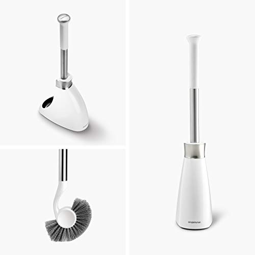 simplehuman Toilet Brush with Caddy, Stainless Steel simplehuman Rest room Brush with Caddy, Stainless Metal, White.