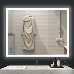 VENETIO 36 x 28 Inch LED Lighted Mirror Bathroom Wall Mounted Backlit Design with Adjustable Daylights and Memory Touch Button, Defogger and Waterproof Function