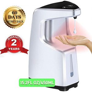 Automatic Soap Dispenser 15.2 oz /450ml  Electric Touchless Hand Sanitizer Dispenser Hands-Free with Motion Sensor Countertop and Wall Mounted for Kitchen Bathroom Station Hospital, School.