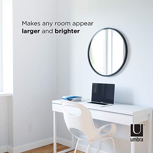 Umbra Hub Wall Mirror With Rubber Frame Umbra 1008243-040 Hub Wall Mirror With Rubber Body - 24-Inch Spherical Wall Mirror for Entryways, Washrooms, Dwelling Rooms and Extra, Doubles as Fashionable Wall Artwork, Black.