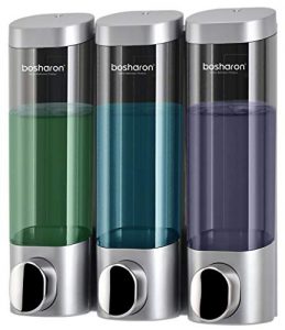 Bosharon Shampoo Dispenser, 3 Chamber Shower Soap Dispenser Wall Mount for Home, Bath, Kitchen, Hotels, Restaurants. Shower and Lotion Dispenser (Grey)