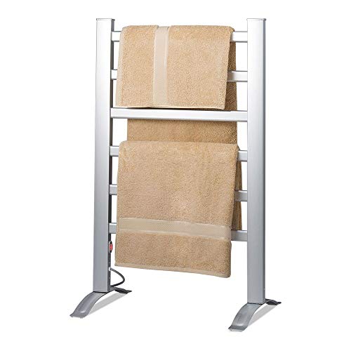 Knox Gear Aluminum Towel Warmer Rack - Freestanding and Wall Mountable - 6 Bar Electric Warm Bath Towel Heater