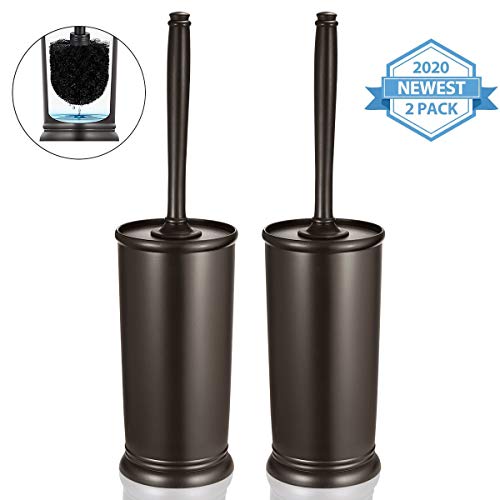 Homemaxs Toilet Brush and Holder 2 Pack 【2020 Upgraded】 Deep Cleaning Toilet Bowl Brush Set Ergonomic, Sturdy Bathroom Accessories Plastic