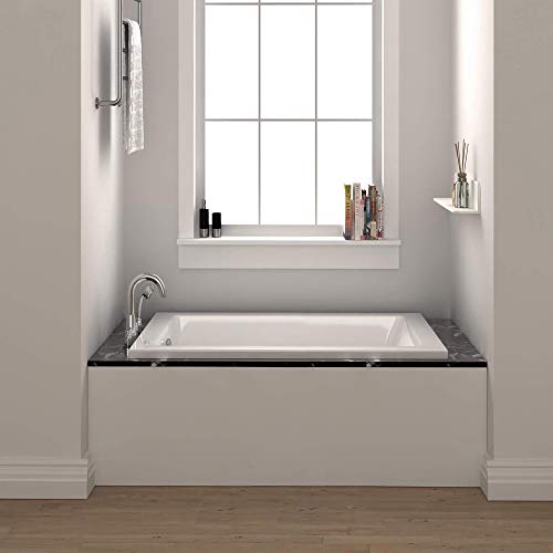 Fine Fixtures Drop In White Soaking Bathtub, Fiberglass Acrylic Material, Exclusive Small sized 54"L x 30"W x 19"H.