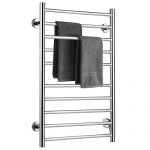 Tangkula Towel Warmer, Home Bathroom 10 Bar Stainless Steel Space Saving Plug-in Wall Mounted Cloth Towel Heated Drying Rack (20" W x 31.5" H)