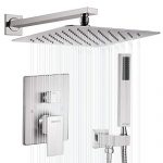 Esnbia Shower System, Brushed Nickel Shower Faucet Set with Valve and 12" Rain Shower Head Systems Wall Mounted Shower Combo Set for Bathroom All Metal
