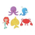 TOPBATHY 6PCS Marine Creatures Non-Slip Bathtub Stickers Cartoon Mermaid Waterproof Shower Safety Appliques for Baby Bath Tub