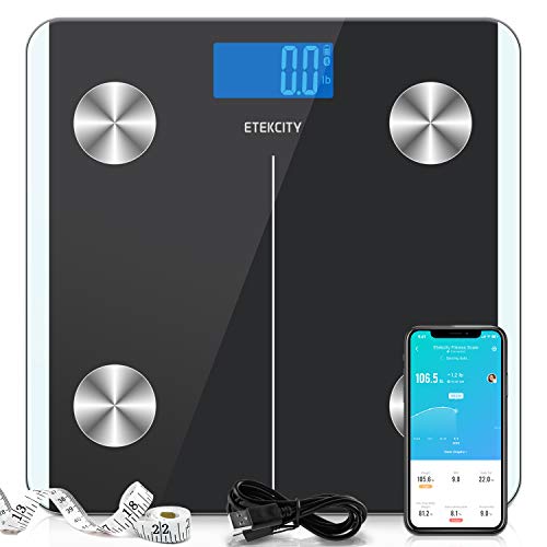 Etekcity Digital Body Weight Scale, Smart Bluetooth Rechargeable Body Fat Analyzer Tracks 13 Key Compositions, 400 lbs