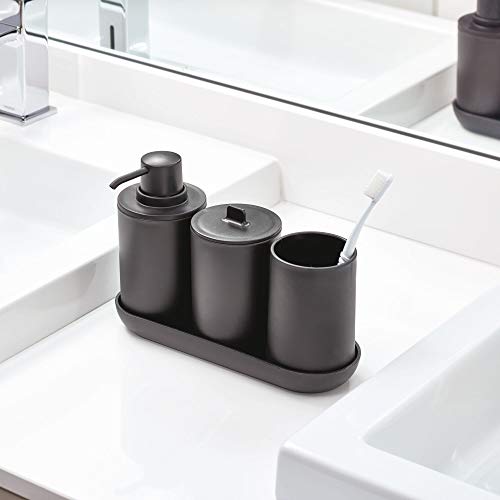 iDesign Cade Canister Jar with Lid for Cosmetics and Makeup Storage iDesign Cade Canister Jar with Lid for Cosmetics and Make-up Storage, Toilet, Countertop, Desk, and Vainness, Matte Black.
