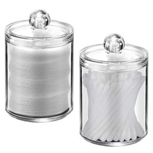XP-Art Qtip Holder Clear Acrylic Cotton Swab Holder with Lids (2 Pack )