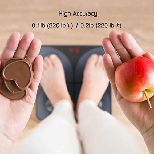 Body Fat Scale with iOS and Android App Physique Fats Scale with iOS and Android App, Bluetooth Weight Digital Rest room Scales BMI Physique Composition Monitor, Samsung, iOS, Andriod System, 396 lbs in 0.2 lb increments, 2 x AAA Batteries Included.