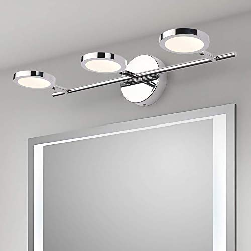 LED Vanity Lights 3-Lights, Joosenhouse Wall Sconces Bath Light for Mirror in Home Bathroom Up or Down Vanity Wall Lighting Fixtures 21.26 Inches Long Chrome 4000K