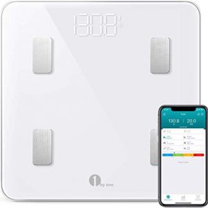 1byone Scales Digital Weight and Body Fat Scale, Bluetooth Bathroom Scale Track 8 Key Body Compositions, 400lbs