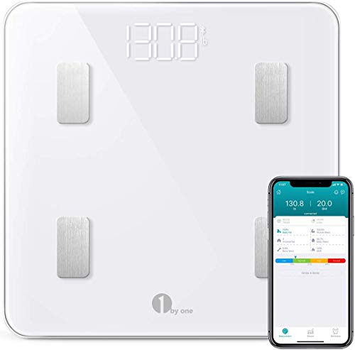 1byone Scales Digital Weight and Body Fat Scale, Bluetooth Bathroom Scale Track 8 Key Body Compositions, 400lbs