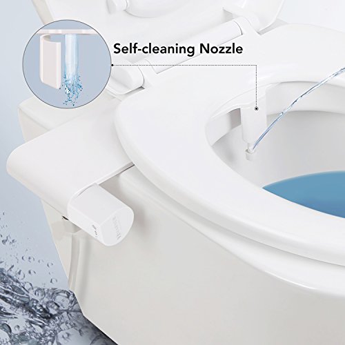 Non-Electric Bidet Toilet Seat Attachment w/ Self-cleaning, Easy Water Pressure Adjustment for Sanitary and Feminine Wash Simple Install