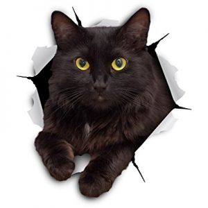Winston & Bear 3D Cat Stickers - 2 Pack - Cheeky Black Cat Decals for Wall - Cat Lover Gifts - Stickers for Bedroom - Fridge - Toilet - Car - Retail Packaged