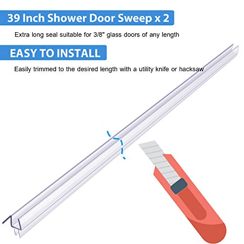 2-Pack Butecare Frameless Shower Door Bottom Seal 2-Pack Butecare Frameless Bathe Door Backside Seal – Cease Bathe Leaks and Create a Water Barrier (3/8” x 39”).