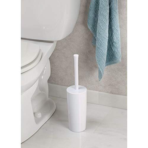 mDesign Slim Compact Plastic Toilet Bowl Brush and Holder mDesign Slim Compact Plastic Rest room Bowl Brush and Holder for Toilet Storage - Sturdy, Deep Cleansing - White