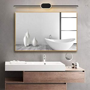 belle electrical Gold Bathroom Mirror, 24x32 inch Beveled Aluminum Metal Frame - Rounded Corner Wall Mirror, Rectangle Makeup Bathroom Mirrors for Wall, Gold Mirror Hangs Vertically or Horizontally