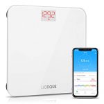 Liorque Digital Body Weight Scale with Smartphone App Smart BMI Scale Digital Bathroom Wireless Weight Scale, Multiple Users, Sturdy Tempered Glass, 400 lb/180 kg - White