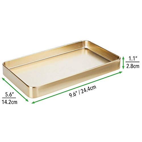 mDesign Modern Decorative Metal, Guest Hand Towel Storage mDesign Trendy Ornamental Metallic Visitor Hand Towel Storage Tray Dispenser, Sturdy Holder for Disposable Paper Napkins - Toilet Vainness Countertop Group - Tender Brass.