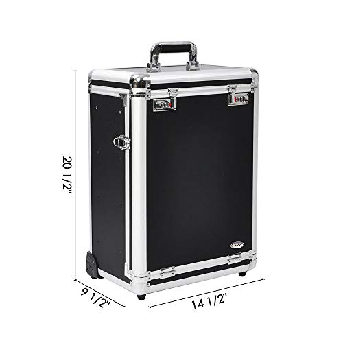AW Pro Rolling Jewelry Makeup Organizer Case AW Professional Rolling Jewellery Make-up Organizer Case with 4 Drawers Code Lock Aluminum Moveable Show Make-up Barber Practice Field.
