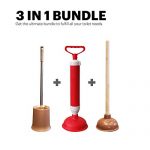 EverydaySolutions Toilet Bowl Plunger, Brush with Holder & High-Pressure Pump for Removing Heavy Duty Clogs, 3 in 1 Kit for Cleaning, Scrubbing, Unclogging Toilet Bowl & Bathroom Storage