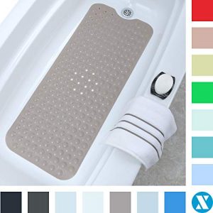 SlipX Solutions Tan Extra Long Bath Mat Adds Non-Slip Traction to Tubs & Showers - 30% Longer Than Standard Mats! (200 Suction Cups, 39” Long Bathtub Mat)