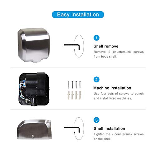 Goetland Stainless Steel Commercial Hand Dryer Goetland Stainless Metal Industrial Hand Dryer 1800w Automated Excessive Pace Heavy Obligation Boring Polished Pack of two.