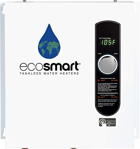 EcoSmart ECO 27 Electric Tankless Water Heater, 27 KW at 240 Volts, 112.5 Amps with Patented Self Modulating Technology,White