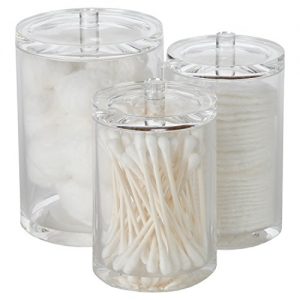 ARAD Cotton Ball, Swab, and Q-tip Storage Set, 1-Piece, 3-Compartments, for Easy Organization on Bathroom Counters, Under Sink Placement, or Vanity Tables