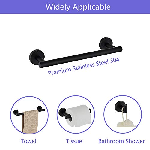 Bathroom Hardware Bar for Roll Paper,Stainless Steel Rest room {Hardware} Bar for Roll Paper,Stainless Metal,Rustproof Rest room Tissue Holder,Wall Mount Mesh Caddy Package,Non-Slip Gown Hook,Tower Equipment Package For Luxurious Closets Spas (3 Items) (Matte Black).