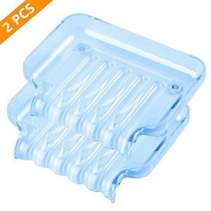 Waterfall Soap Dish with Drain - 2 Pack Soap Bar Holder, Decorative Plastic Soap Saver, Soap Case with Suction Cups for Bathroom Shower Kitchen (Not Punched) (Light Blue)