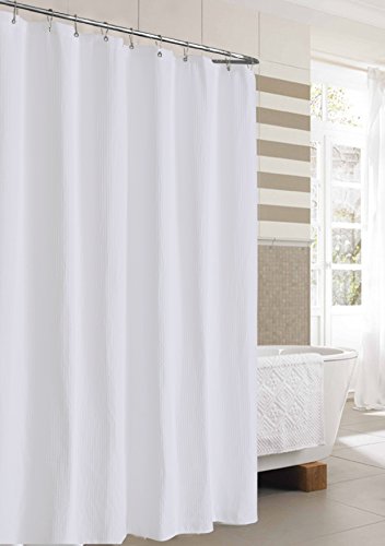 Waffle Weave Fabric Shower Curtain 230 GSM Heavy Duty Waffle Weave Cloth Bathe Curtain 230 GSM Heavy Responsibility, Spa, Resort Luxurious, Water Repellent, White Pique Sample, 71 x 72 Inches Ornamental Toilet Curtain.