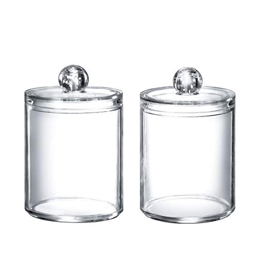 SheeChung Qtip Dispenser Apothecary Jars Bathroom SheeChung Qtip Dispenser Apothecary Jars Rest room - Qtip Holder Storage Canister Clear Plastic Acrylic Jar for Cotton Ball,Cotton Swab,Q-Ideas,Cotton Rounds (2 Pack of 10 Oz.，Small)