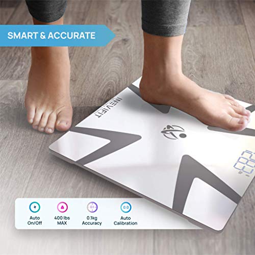 INEVIFIT Smart Body Fat Scale, Highly Accurate Bluetooth Digital INEVIFIT Sensible Physique Fats Scale, Extremely Correct Bluetooth Digital Rest room Physique Composition Analyzer, Measures Weight, Physique Fats, Water, Muscle, BMI, Visceral Fats &amp; Bone Mass for Limitless Customers.