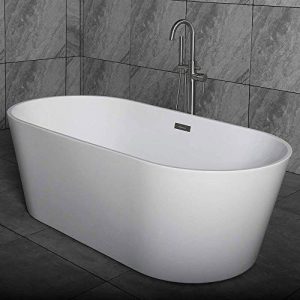 Woodbridge 59" Acrylic Freestanding Bathtub Contemporary Soaking Tub with Brushed Nickel Overflow and Drain, B-0014 / BTA1514