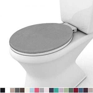 Gorilla Grip Original Thick Memory Foam Bath Room Toilet Lid Seat Cover, 19.5 Inch x 18.5 Inch Size, Machine Washable, Plush Fabric Covers, Fits Most Size Toilet Lids for Kids Bathroom, Graphite